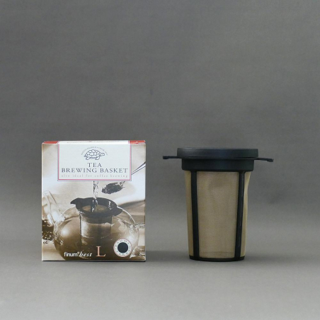 Large filtre à thé noir avec coupelle/couvercle (2 anses) 