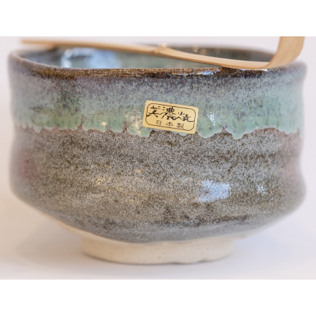 Bol à Matcha - Chawan japonais bleu-vert fait main diamètre 11.5cm