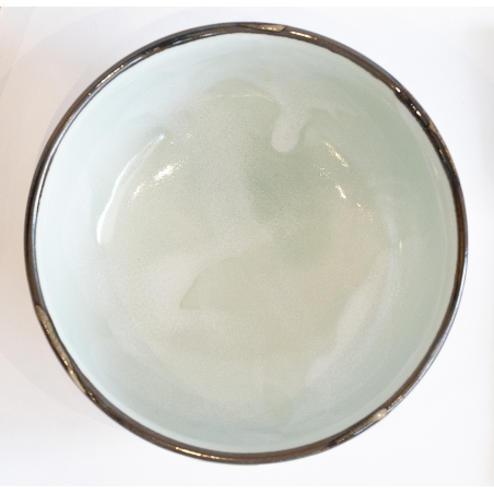 Bol à Matcha - Chawan japonais blanc-cassé-bord brun diamètre 12.5cm